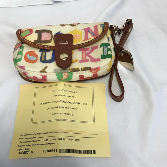 Dooney and Bourke Vintage Graffiti Rainbow Flap Wristlet - Picture 7 of 8